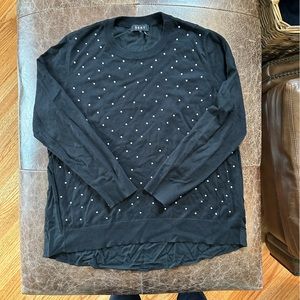 DKNY large polka dot bead mix media knit top